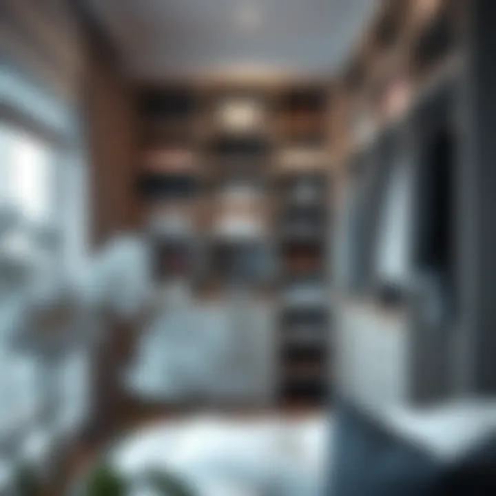 A stylish closet design featuring innovative shelving solutions that maximize storage.