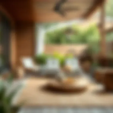 Stylish outdoor area featuring jute rug