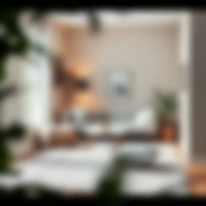 A cozy reading nook featuring a plush gray area rug