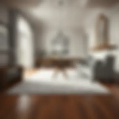 Elegant dining area with a gray area rug under the table