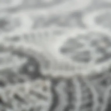 Close-up of a textured gray area rug showcasing intricate patterns