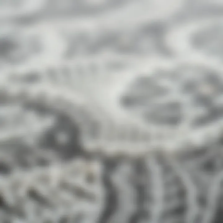 Close-up of a textured gray area rug showcasing intricate patterns