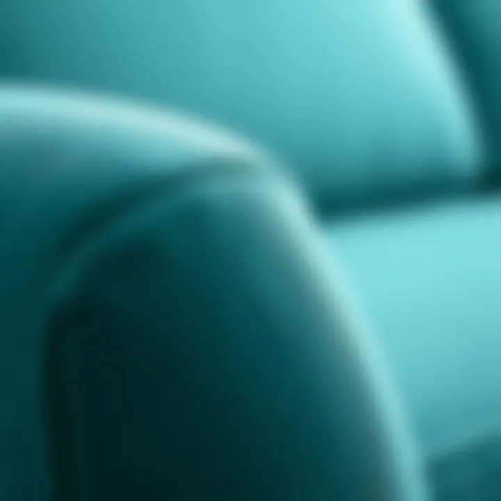 Close-up of textured aqua fabric on couch