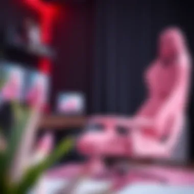 Elegant pink gaming chair in a modern gaming setup