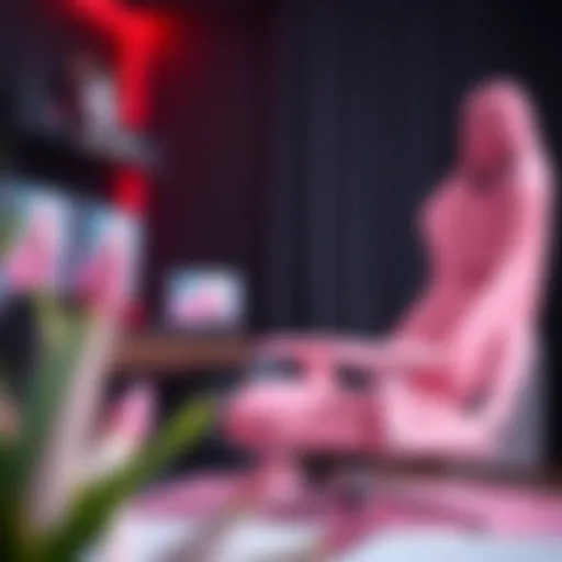 Elegant pink gaming chair in a modern gaming setup