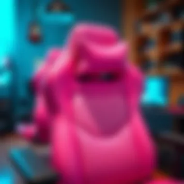 Close-up of ergonomic features in a pink gaming chair