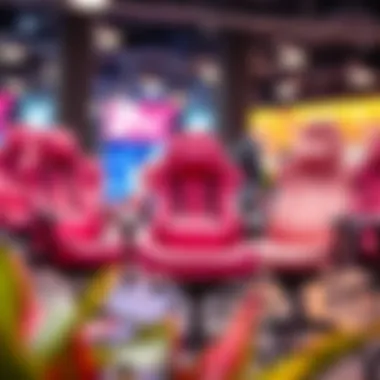 Different styles of pink gaming chairs on display