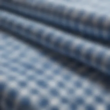 Close-up of blue gingham fabric showcasing its texture