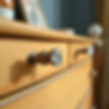 A vintage dresser adorned with exquisite crystal drawer pulls