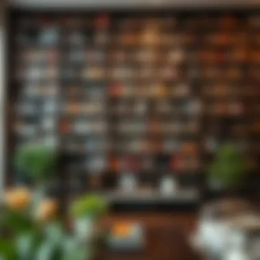 Elegant wall-to-wall bookshelf showcasing an extensive collection of books and decorative items.