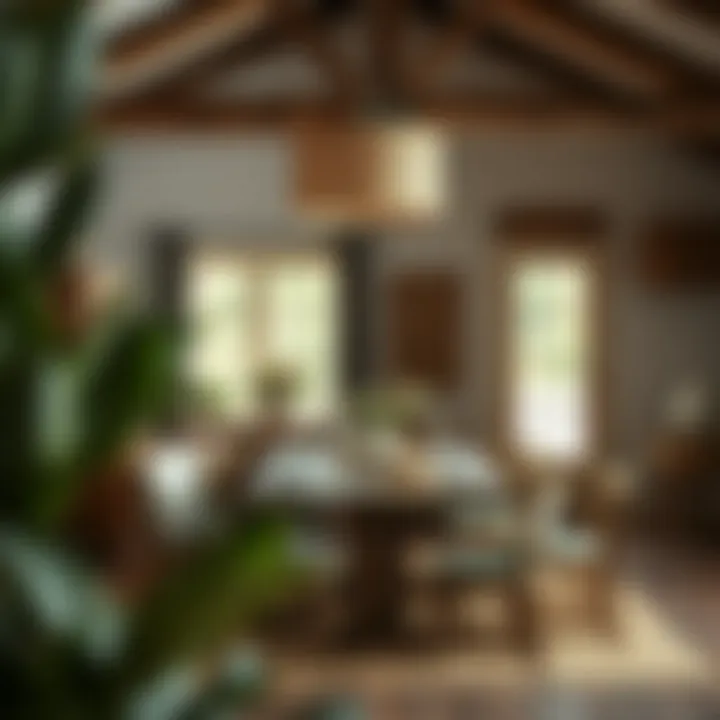 Stylish country dining area with natural materials