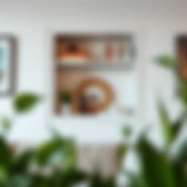 Creative Arrangement in Recessed Wall Shelf Creative arrangement of books and decor in a recessed wall shelf