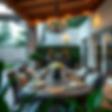 Beautifully arranged outdoor dining space