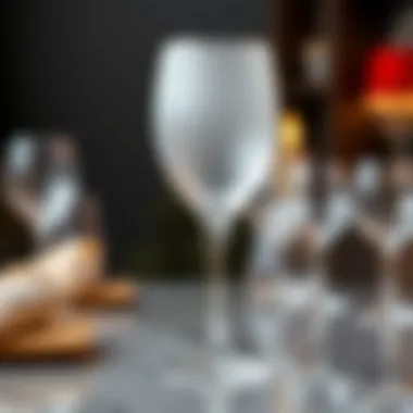 A close-up view of a frosted extra large goblet glass, emphasizing its material and finish