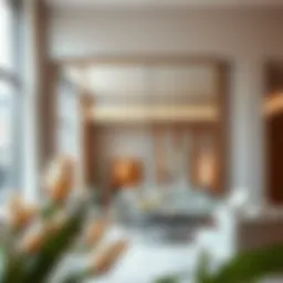 A stunning oversized floor mirror reflecting a modern living room