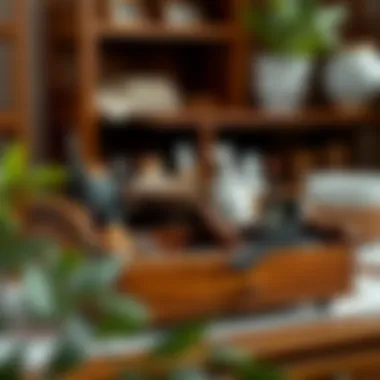 Elegant wooden cosmetic organizer showcasing intricate craftsmanship