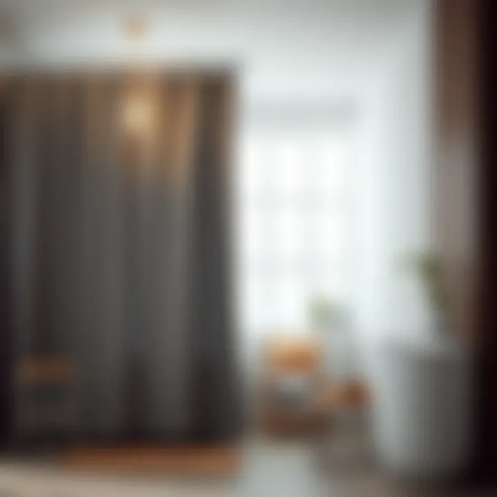 Stylish grey shower curtain paired with modern decor