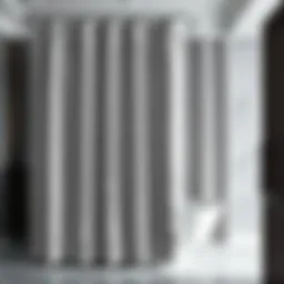 Luxurious silver shower curtain enhancing bathroom elegance