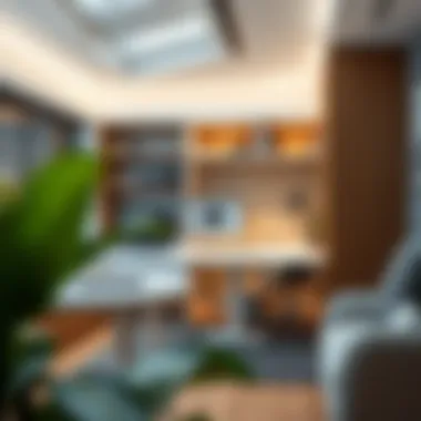 Ergonomic Workspace for Enhanced Comfort A workspace designed with ergonomic principles, highlighting comfort and productivity