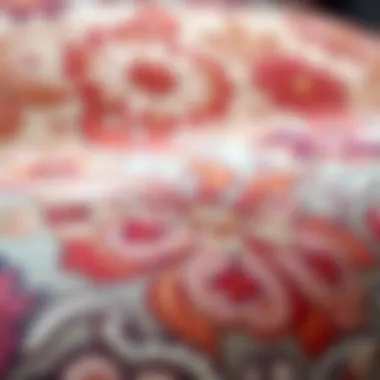 Close-up of floral fabric showcasing intricate designs