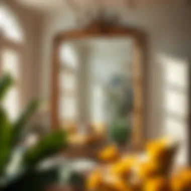 Giant mirror reflecting natural light in a vibrant room