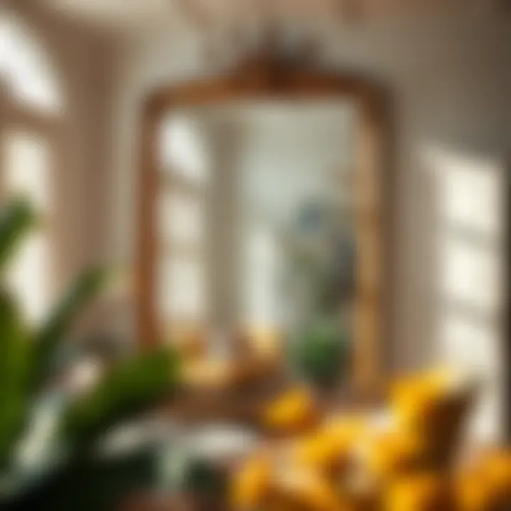 Giant mirror reflecting natural light in a vibrant room