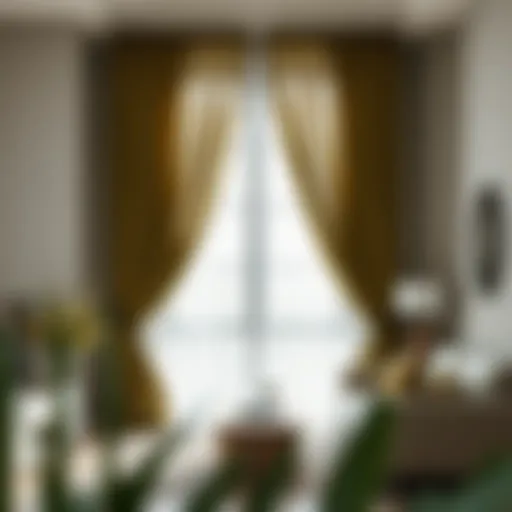 Elegant olive green blackout curtains draping a modern living room window