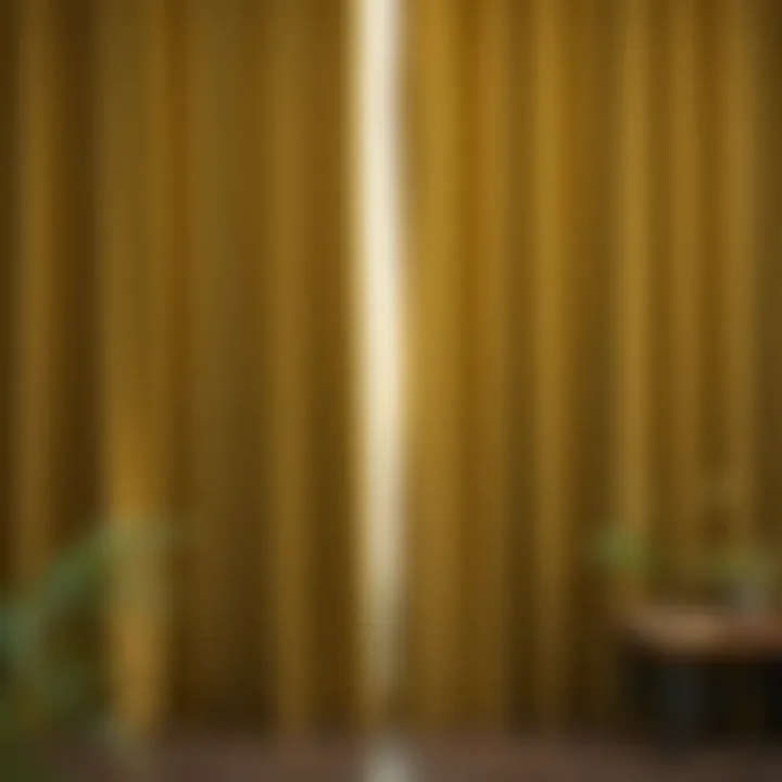 Close-up of the texture and fabric quality of olive green blackout curtains