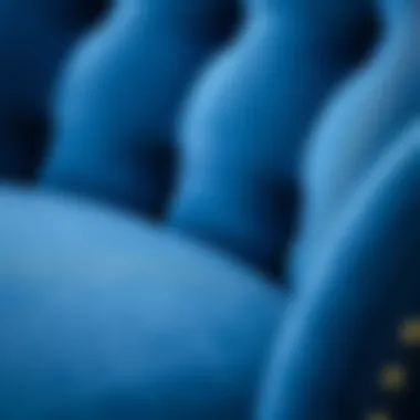 Textural Detail of Blue Fabric Upholstery Close-up of the texture and material of a blue fabric chair.