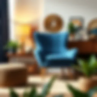 Blue Fabric Chair Styled with Complementary Decor A blue fabric chair paired with various decorative elements in a stylish interior.