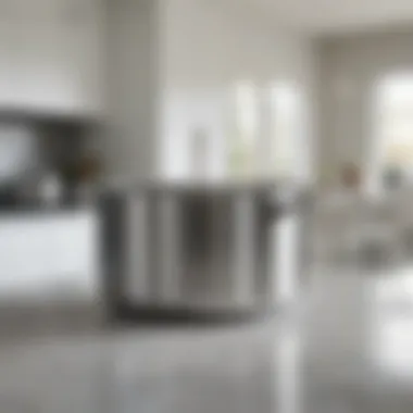 Giant stainless steel pot in a modern kitchen environment