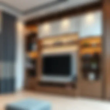 Innovative Space-Saving Design Innovative space-saving TV and bookshelf unit in a contemporary apartment