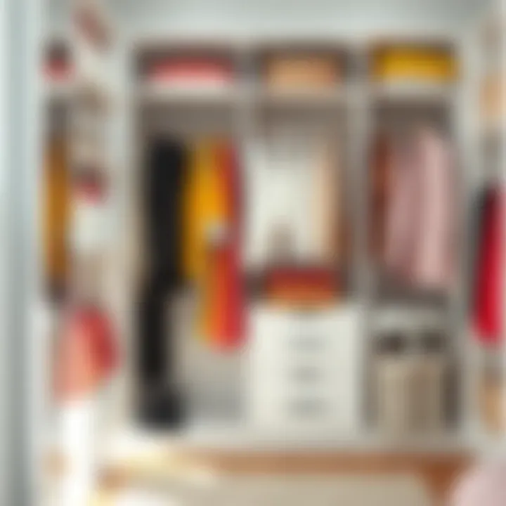 Aesthetic Closet Organization A minimalist closet with color-coded clothing arrangements, emphasizing aesthetic appeal.
