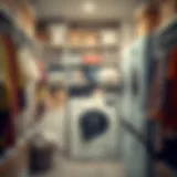 A well-organized laundry area showcasing separated clothes by color and fabric type.