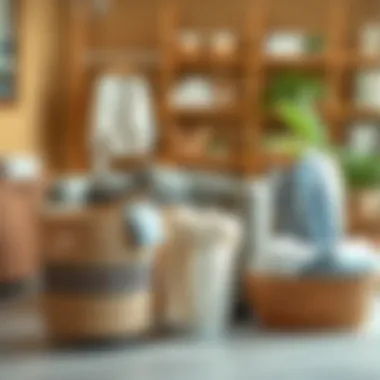 Innovative Laundry Basket Designs An array of stylish laundry baskets designed for easy segregation of clothing.