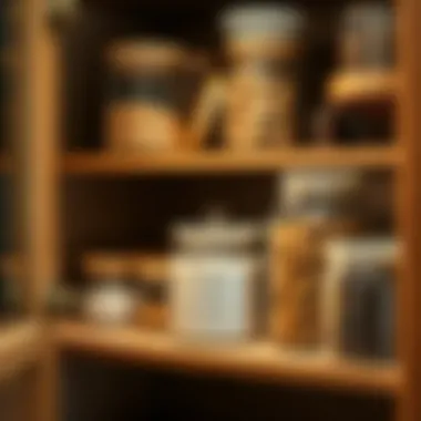 Organized Pantry with Glass Canisters Organized pantry using glass canisters for efficient storage