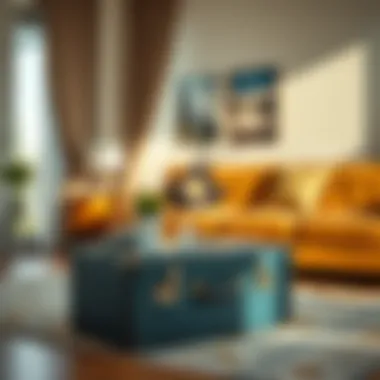 A chic suitcase doubling as a stylish side table in a modern living room.