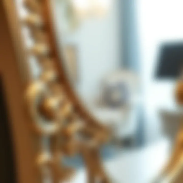 Close-up of a decorative two piece mirror set