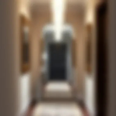 A two piece mirror set enhancing hallway aesthetics