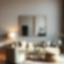 Stylish living room featuring a two piece mirror set