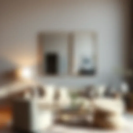 Stylish living room featuring a two piece mirror set