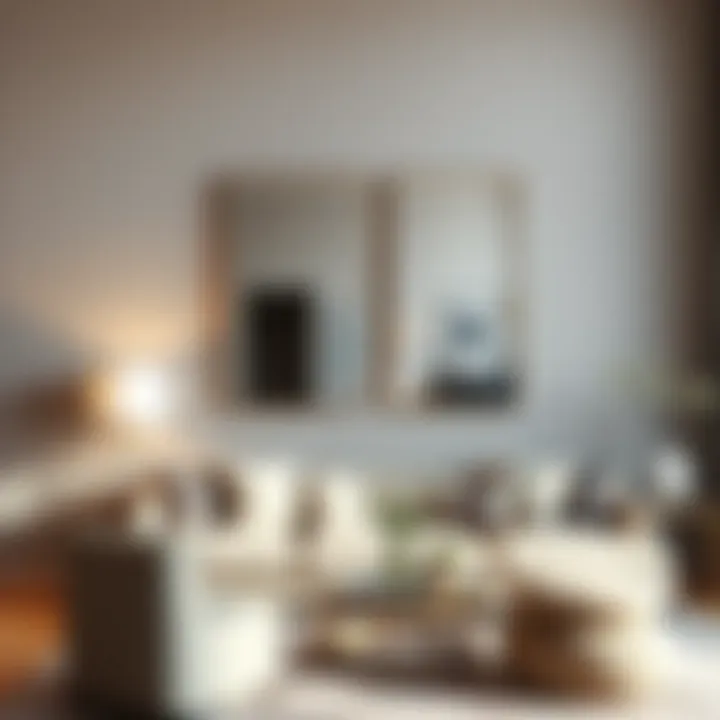 Stylish living room featuring a two piece mirror set