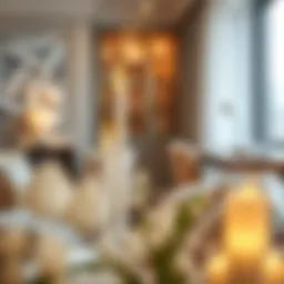 Elegant white tall candle holder amidst a cozy living room setting