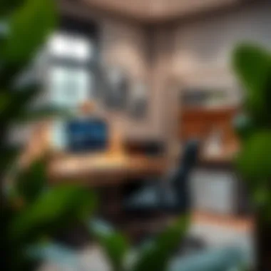 Innovative Home Office Setup Creative workspace utilizing a narrow desk