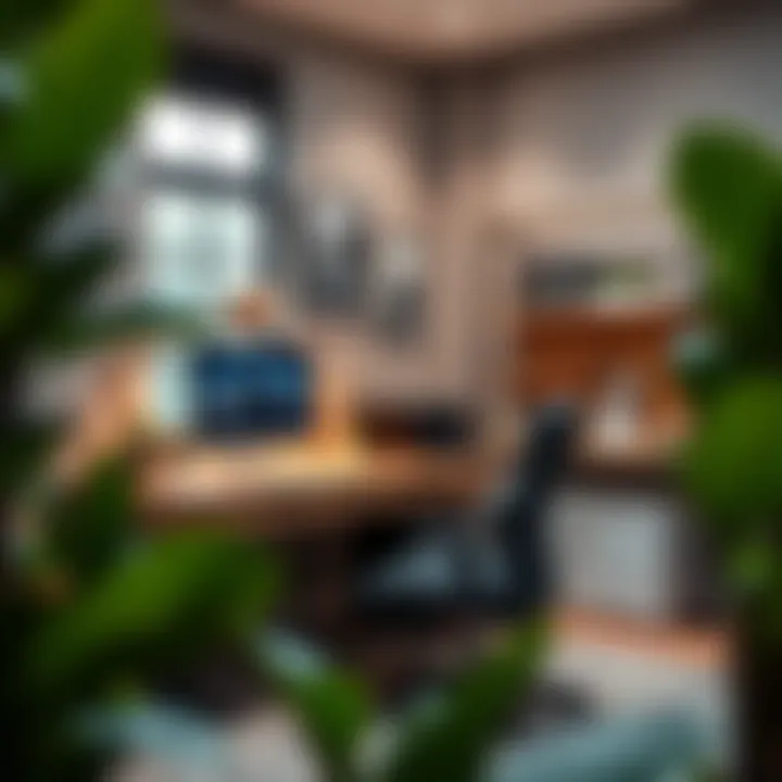 Innovative Home Office Setup Creative workspace utilizing a narrow desk