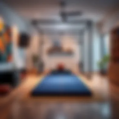 Fold out gymnastics mat in a home gym setting