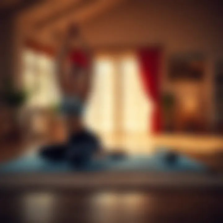 Yoga session on a fold out gymnastics mat