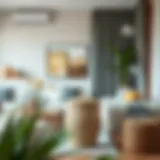 Elegant straw hamper with a lid in a modern living room setting