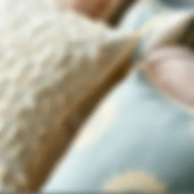 Close-up shot of various pillow inserts highlighting texture and design variety