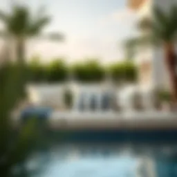 Luxurious poolside pillow arrangement enhancing outdoor comfort